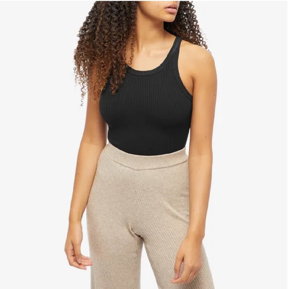 Good American Black Ribbed Bodysuit | 1
